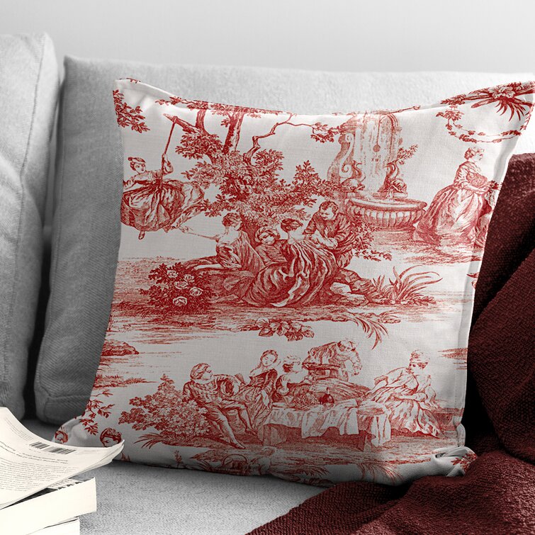 Toile throw outlet pillows